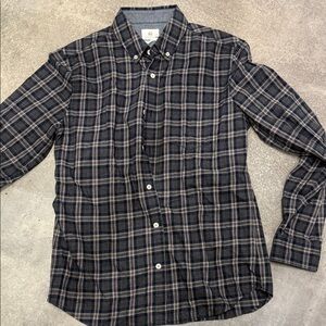 Ag Adriano Goldschmied Navy and Gray Plaid Shirt